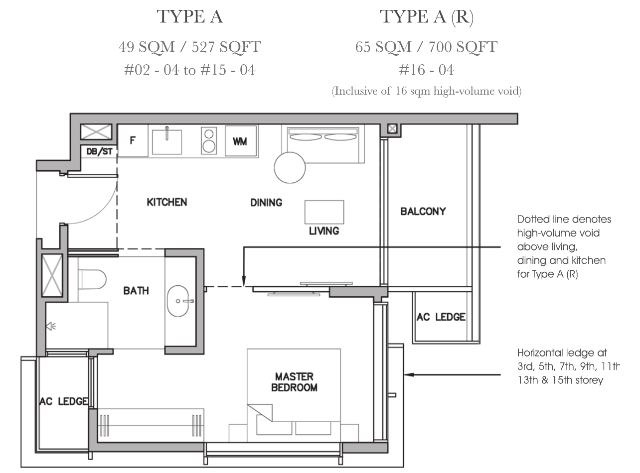 Type A and A(R) floor plans