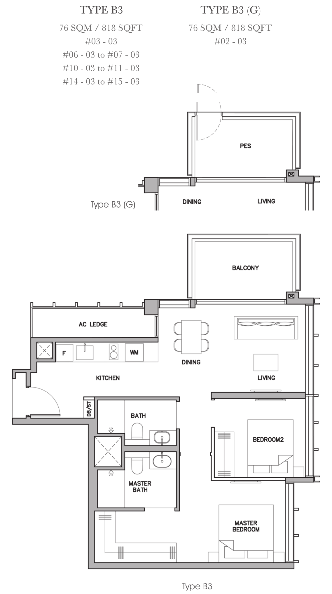 Type B3 floor plans